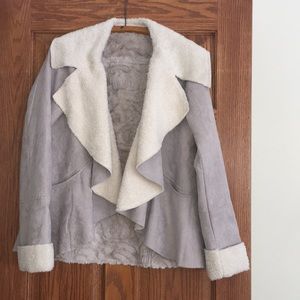 Lavender suede coat with fur